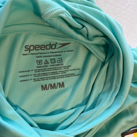 Speedo Medium Girls Swim Shirt Hooded Long Sleeve UPF +50 in Aqua Splash NWT - Picture 5 of 6